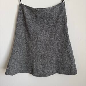 Vintage Y2K 2000s Womens Gray Wool Blend Midi Flare Tweed Skirt Side Zip Size 1